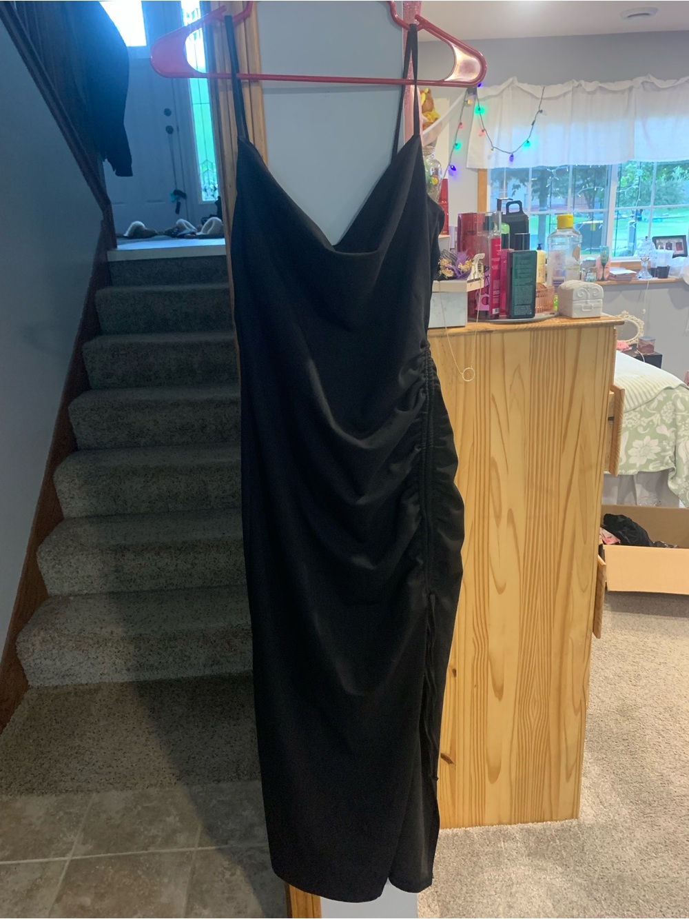 Cider black satin maxi dress
